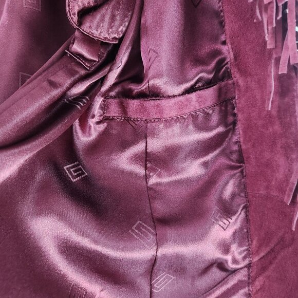 Pamela McCoy Womens Suede Leather Fringe Jacket Maroon Country Western Size L - Picture 10 of 11